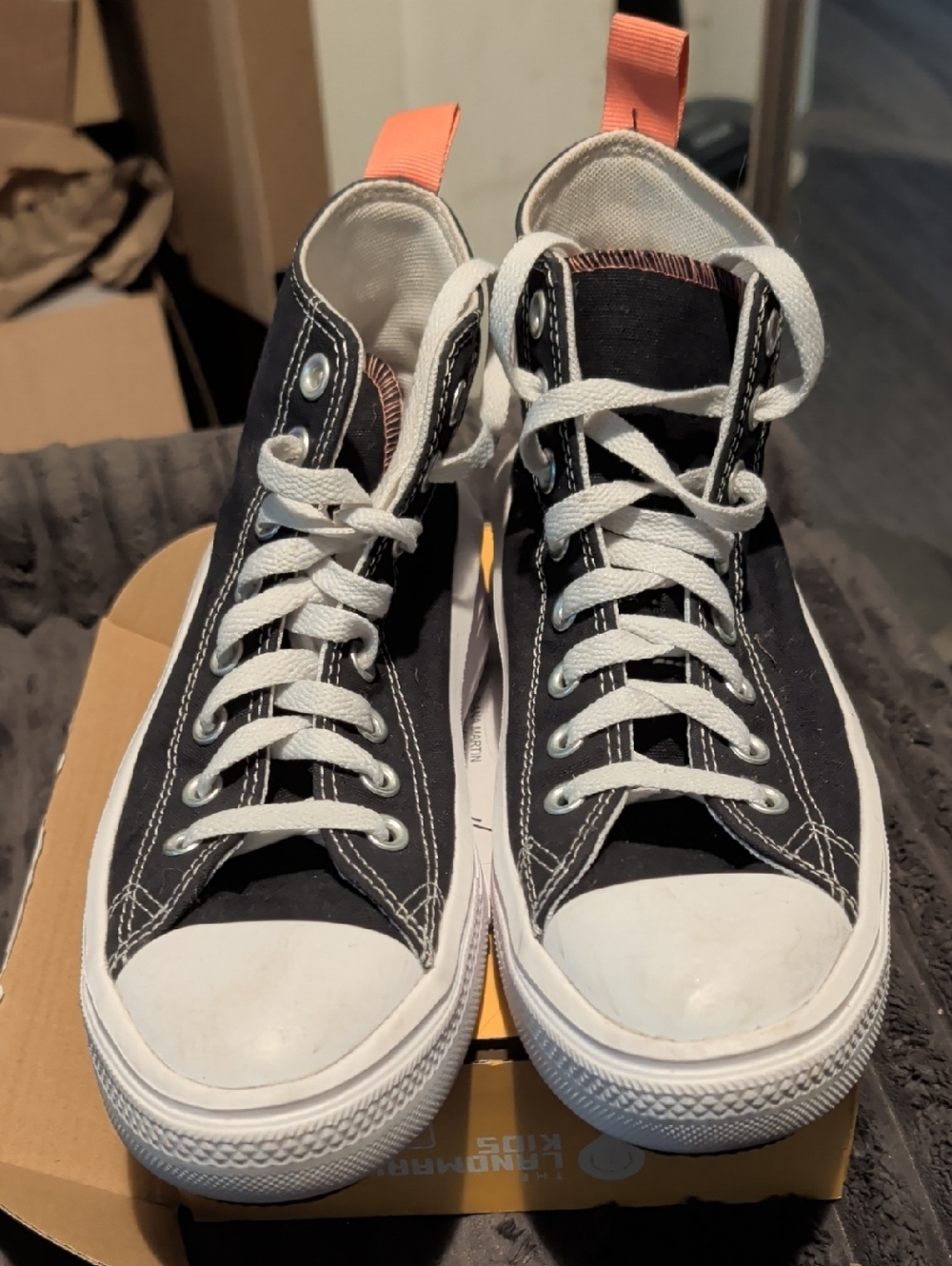 Converse White Canvas Low-Top Sneakers with Pink Stitching